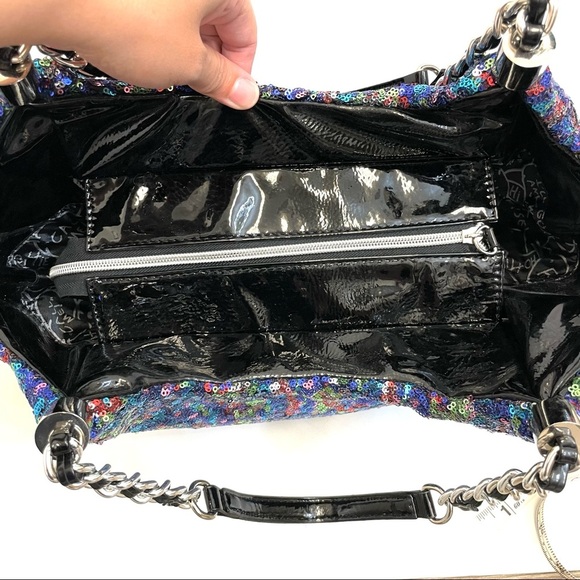 Betsey Johnson Sequin Large Shoulder Tote Slouchy Weekend Bag - Picture 6 of 17